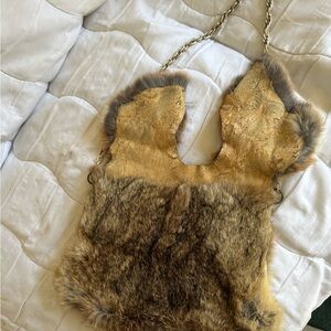 Vintage Real Fur purse with chain